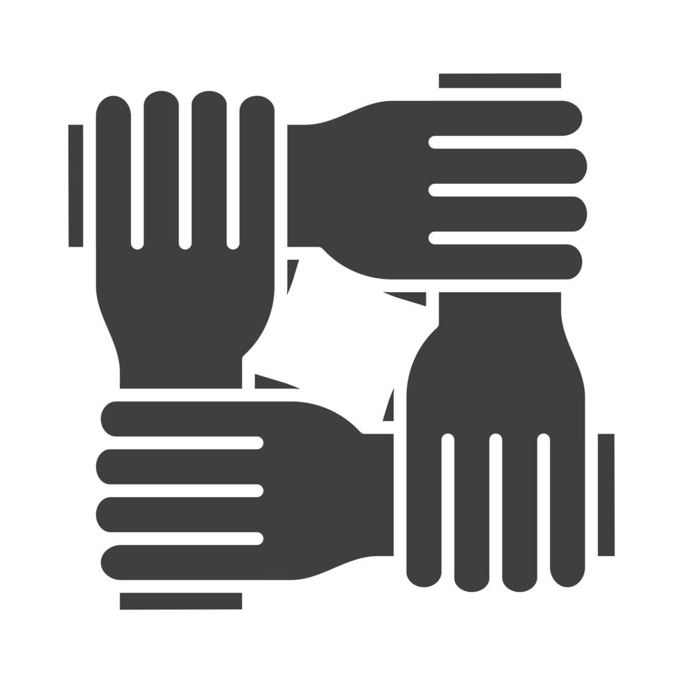 four hands equality human rights day silhouette icon design vector