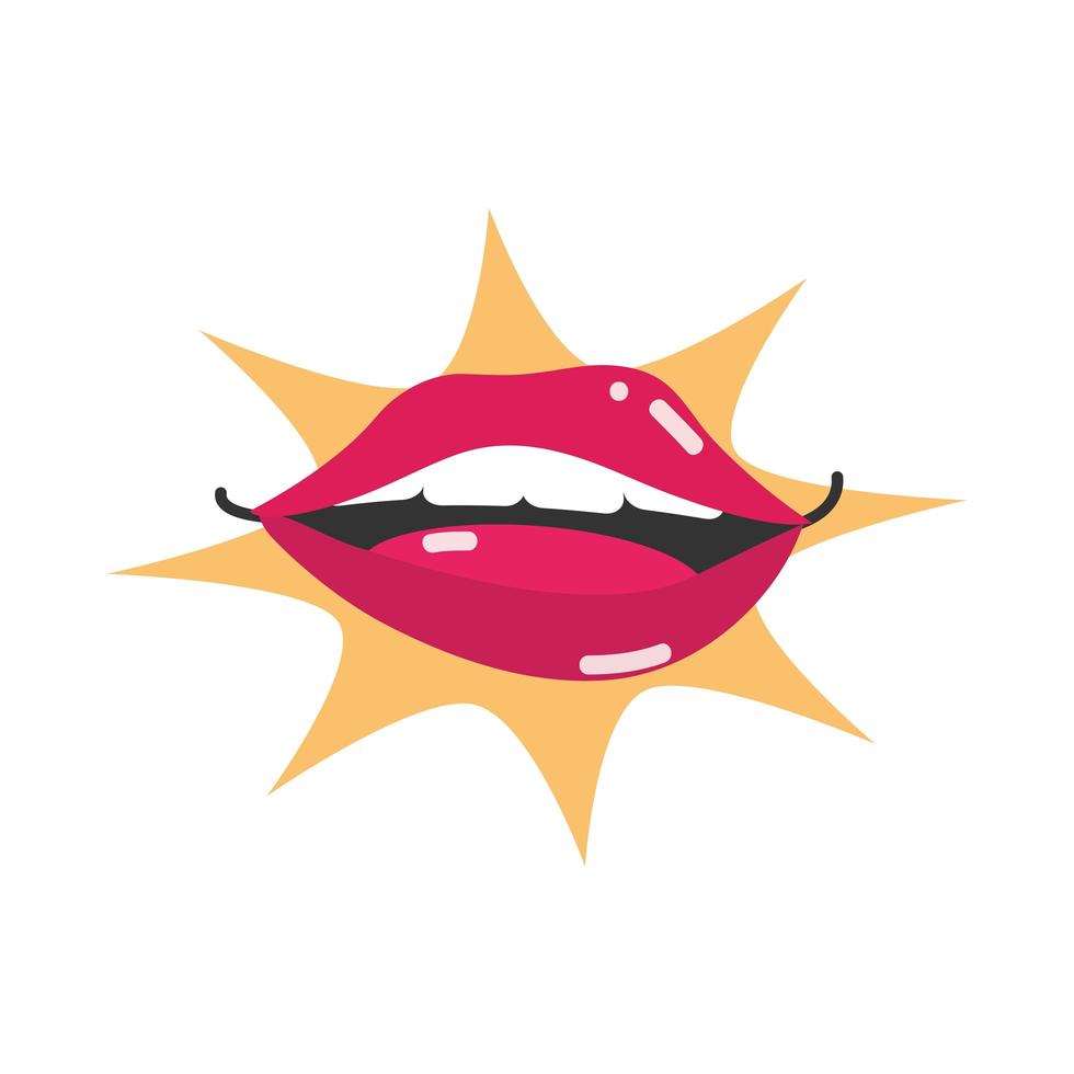 pop art mouth and lips comic women sexy mouth flat icon design vector