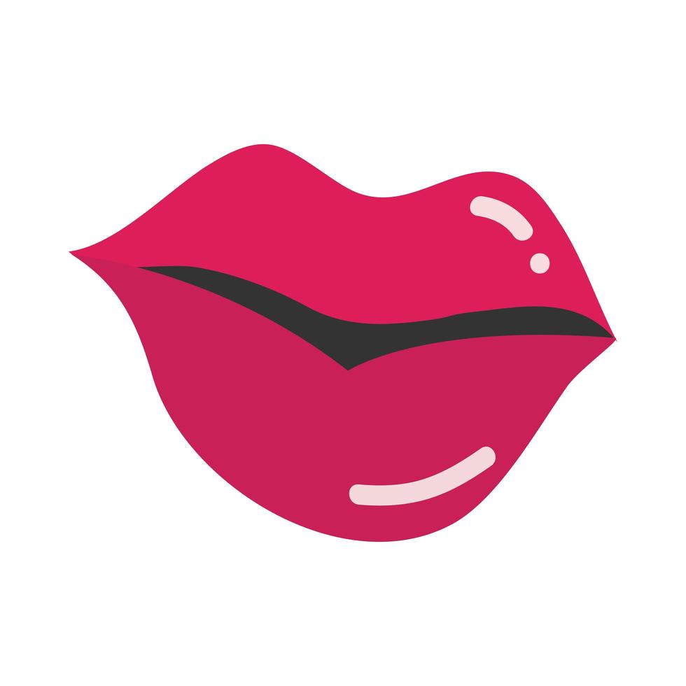 pop art mouth and lips beautiful female lips with a lipstick flat icon design vector