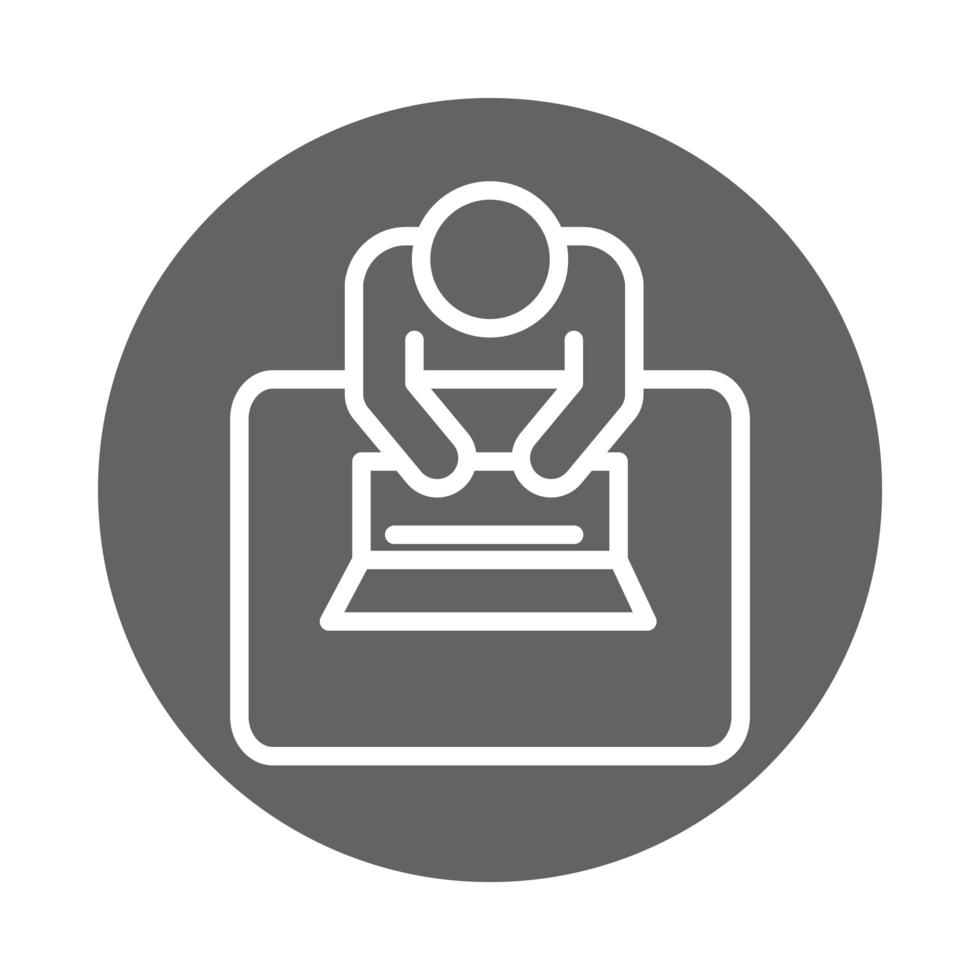 top view businessman typing laptop in desk business work office block and line icon vector