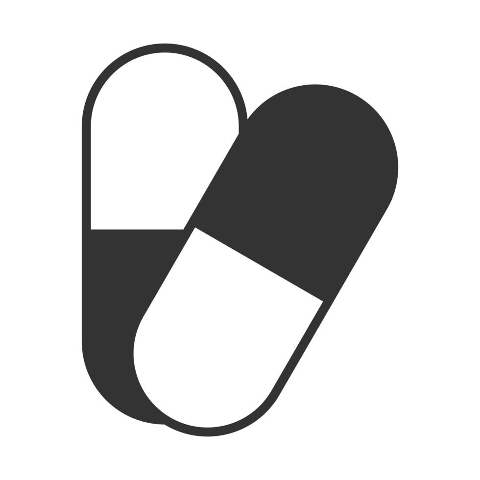 Cápsula de prescripción médica medicina silueta diseño de icono vector