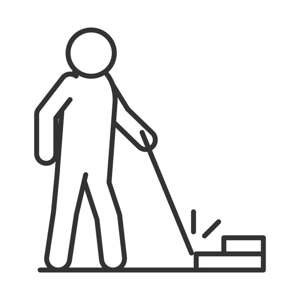 blind person walking with stick world disability day linear icon design vector