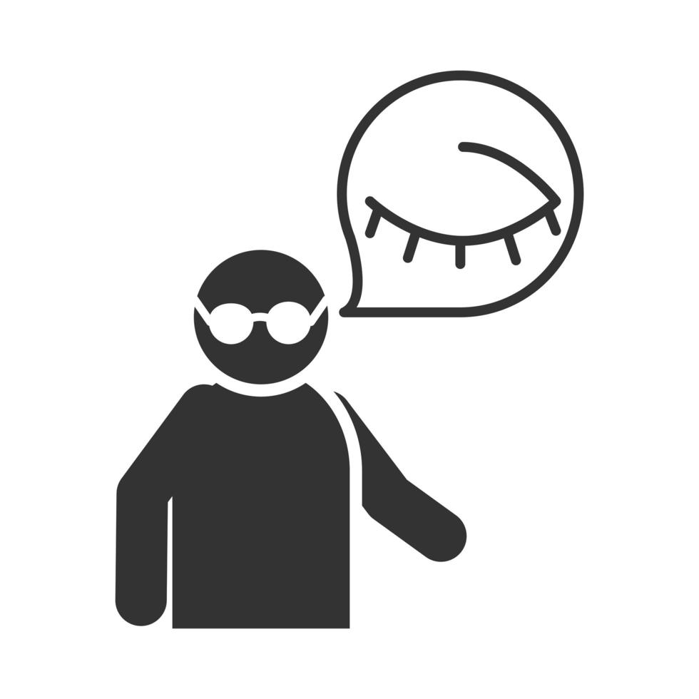 blind person with glasses world disability day silhouette icon design vector