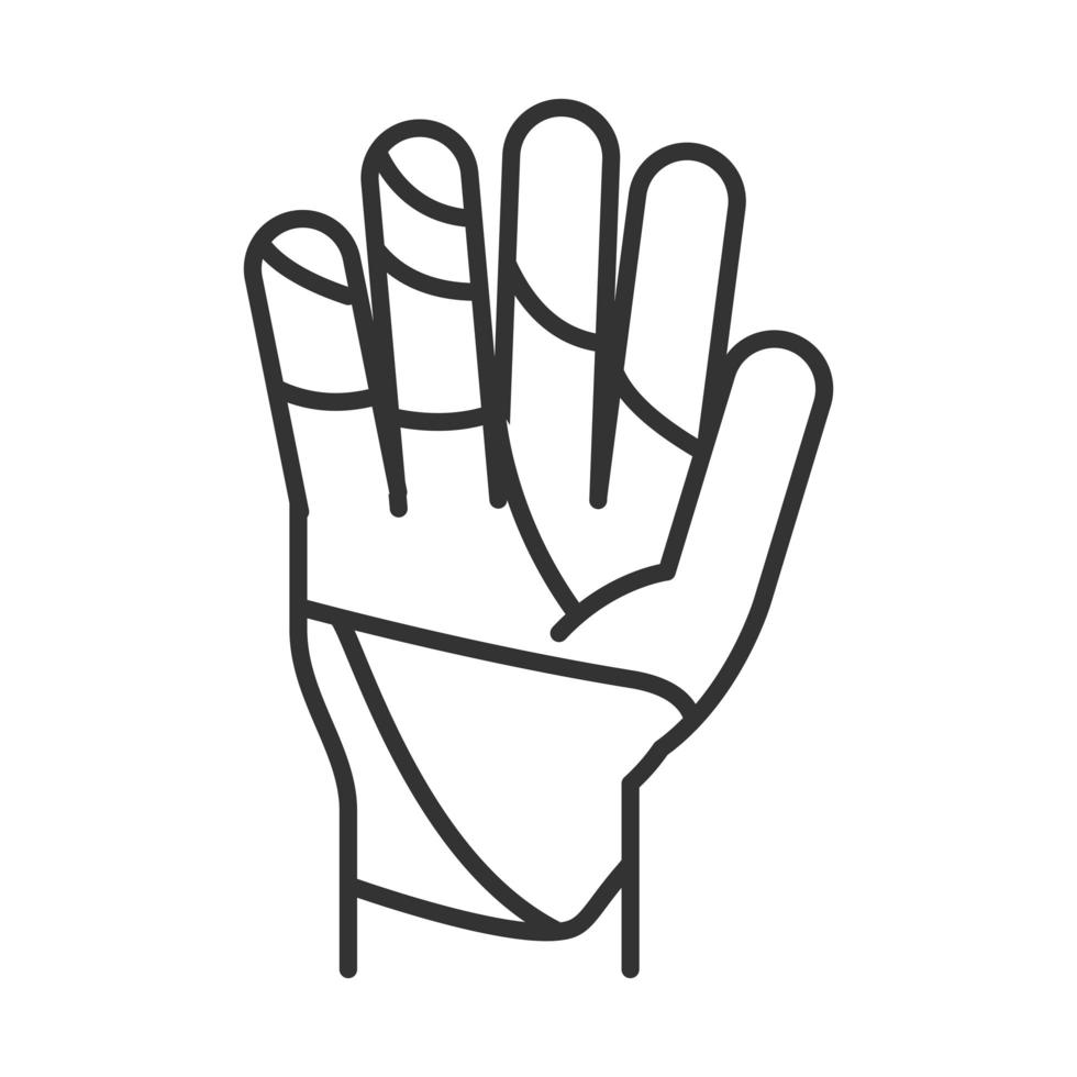 bandaged hand world disability day linear icon design vector