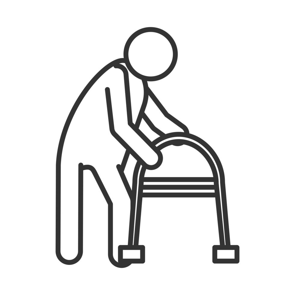disabled person with walker world disability day linear icon design vector