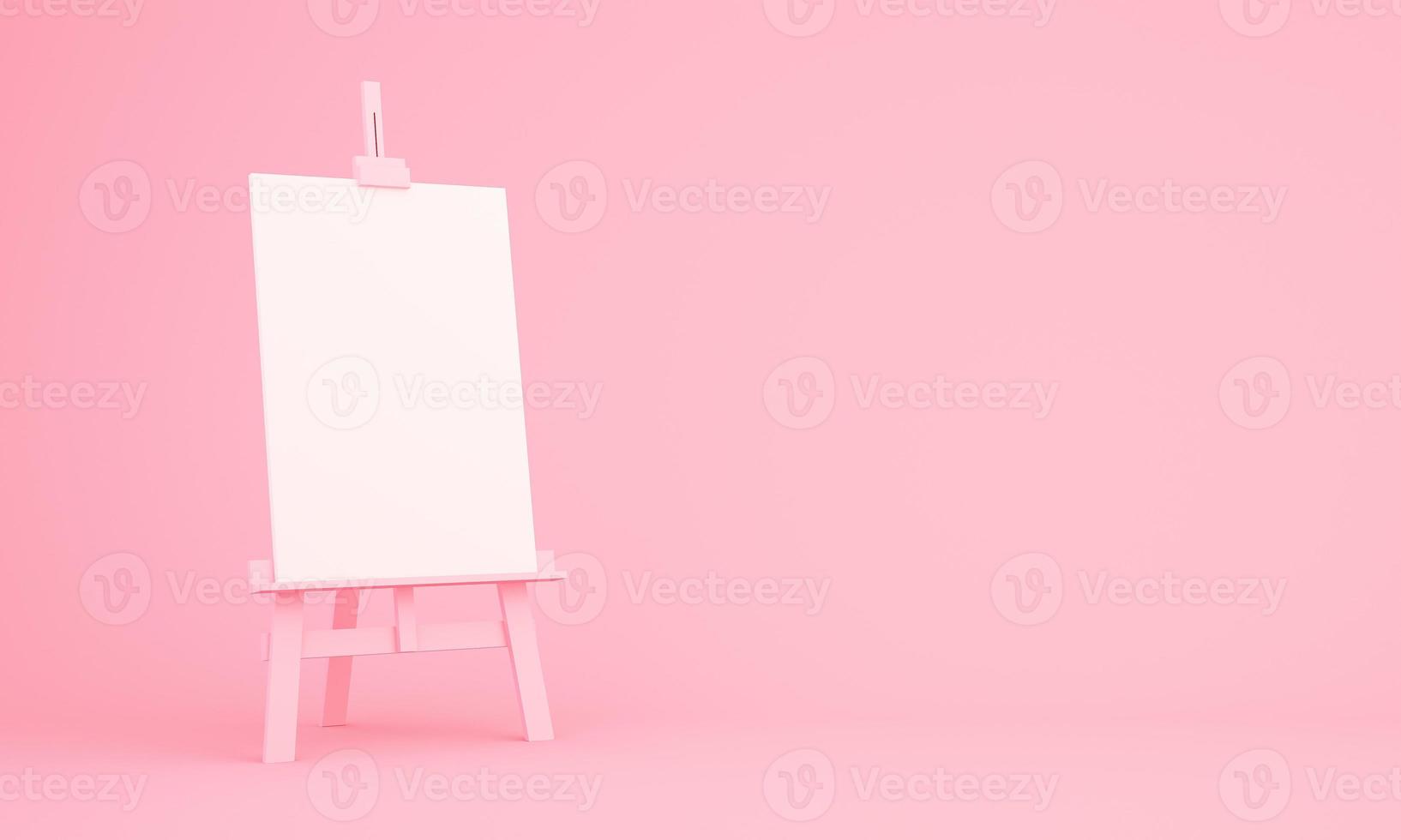 3d rendering of easel on pink background photo