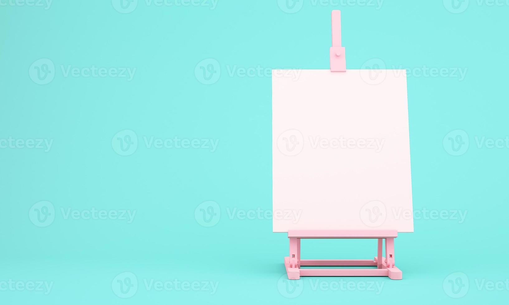 3d rendering of easel on blue background photo