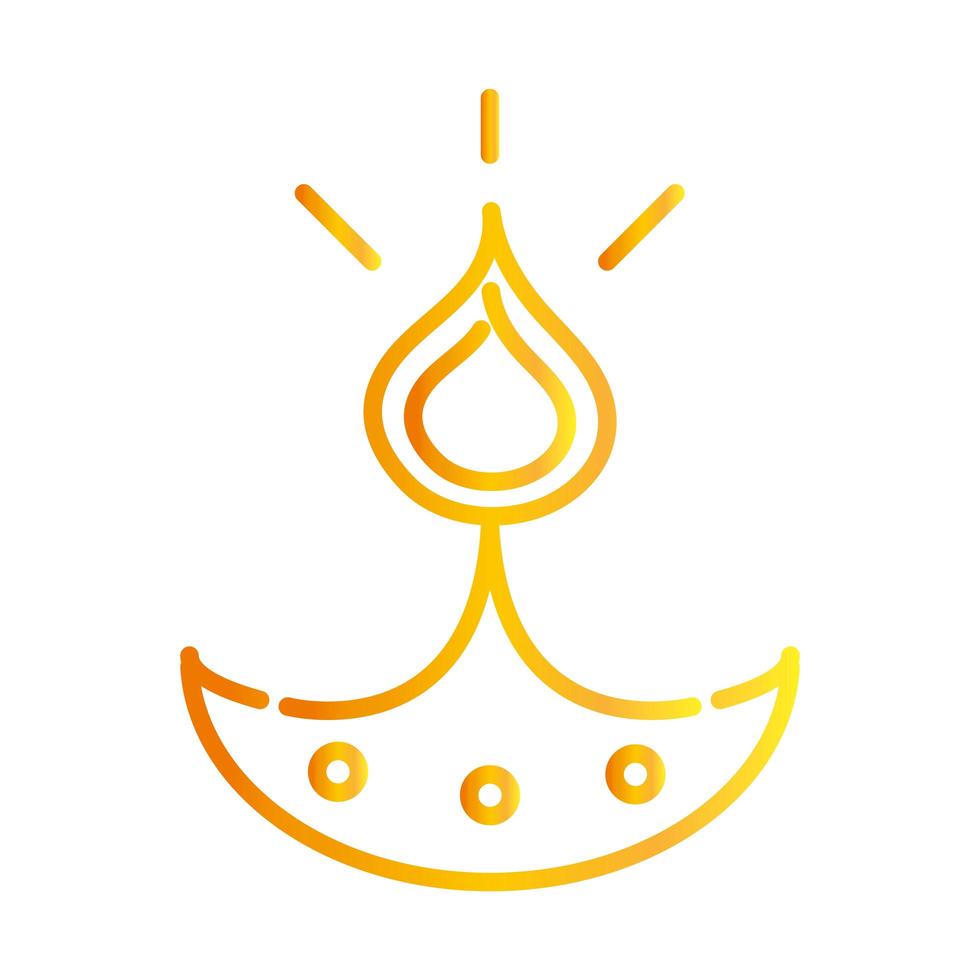 happy diwali traditional indian festival with burning lamps gradient style icon vector