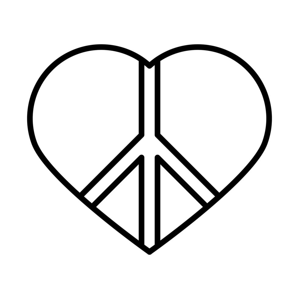 símbolo de la paz en el corazón amor día de los derechos humanos diseño de icono de línea vector