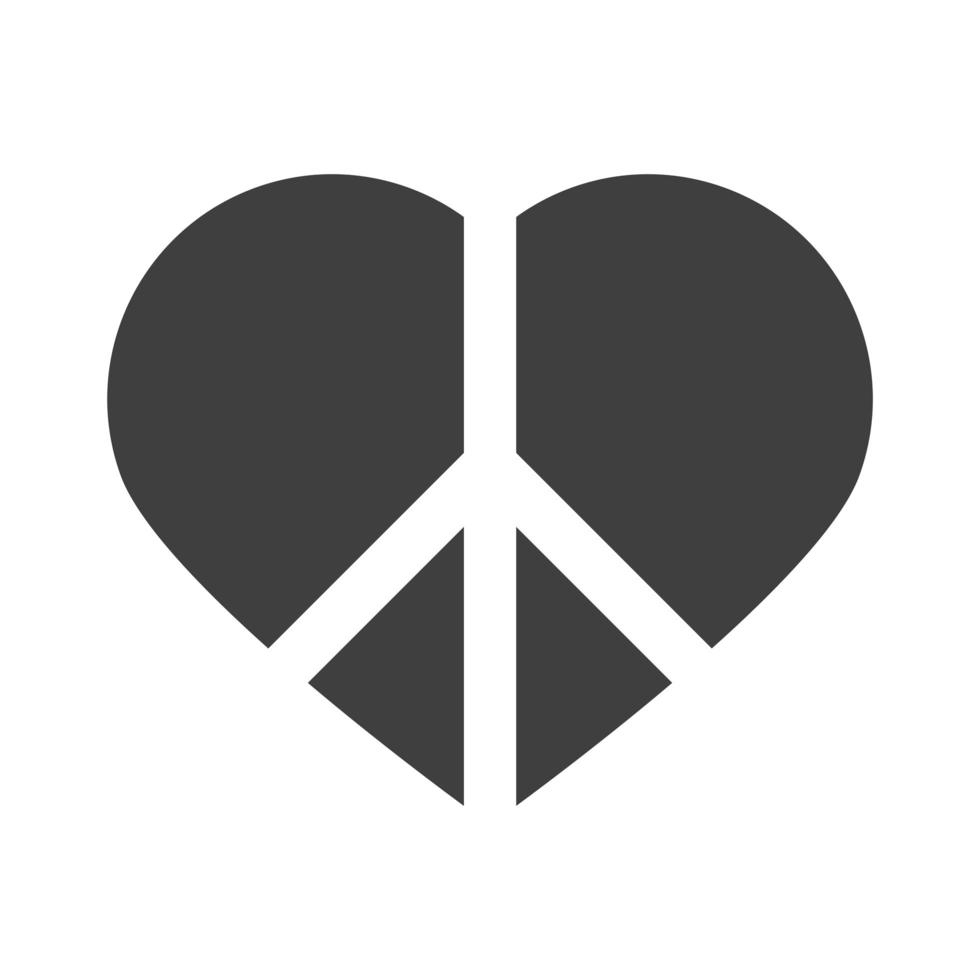 símbolo de la paz en el corazón amor día de los derechos humanos silueta diseño de icono vector