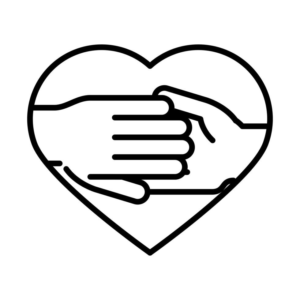 hands together in heart human rights day line icon design vector