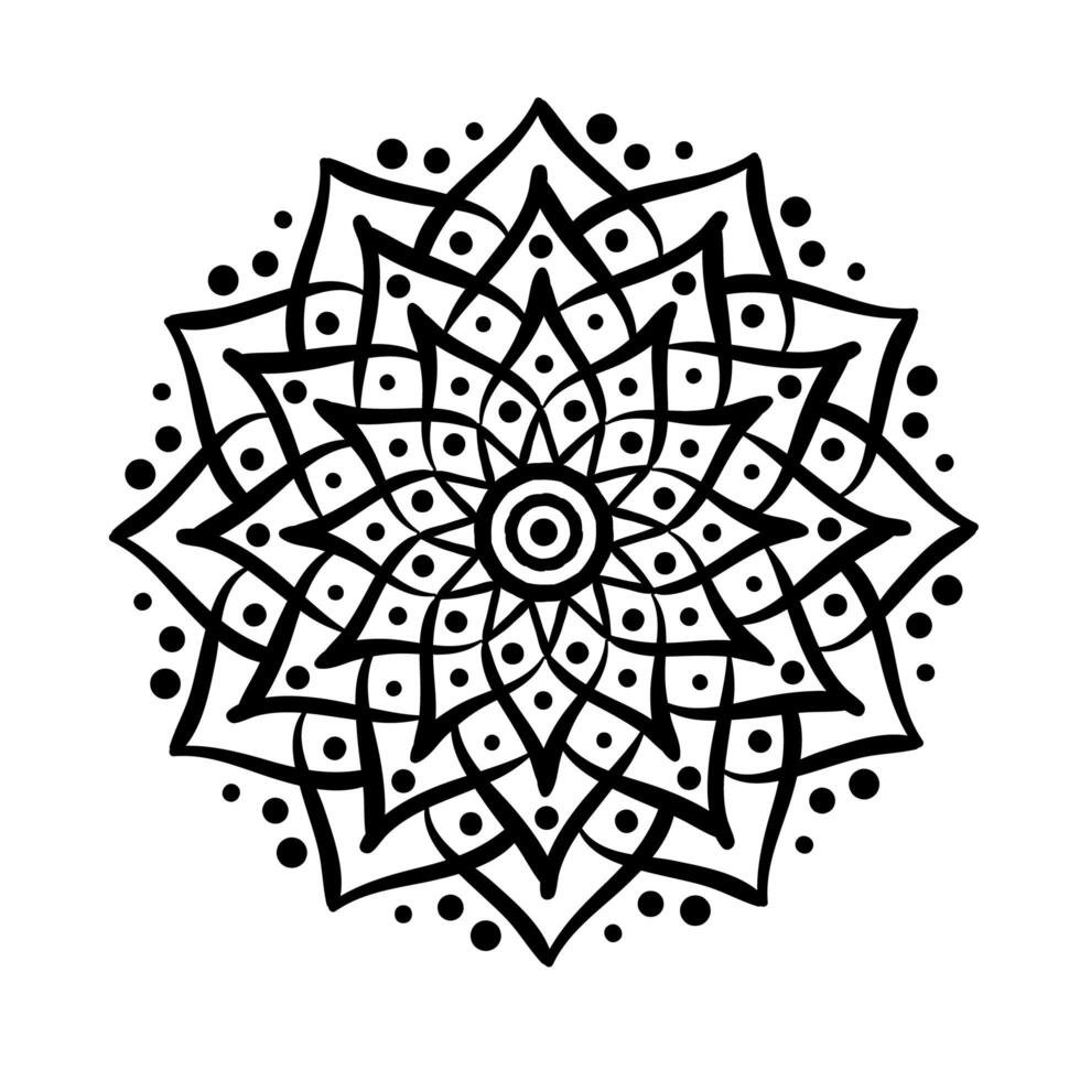 circular mandala floral silhouette style icon vector