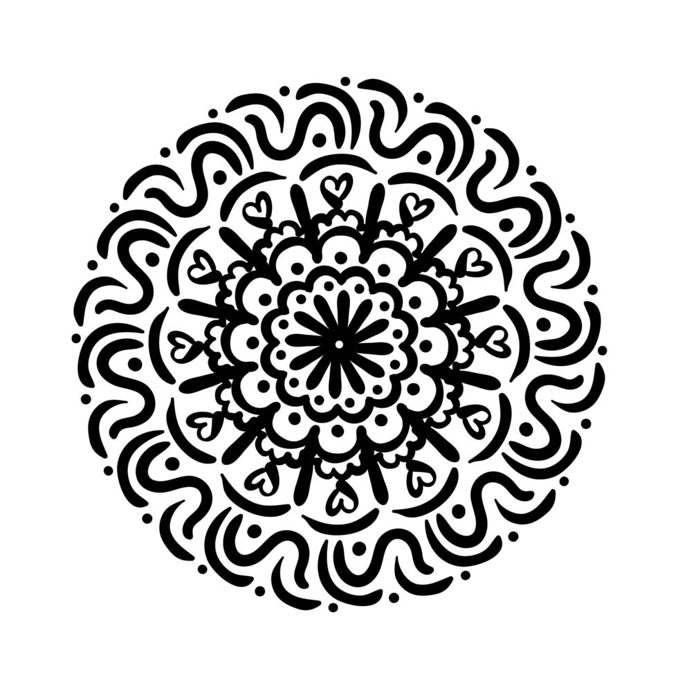 icono de estilo de silueta floral mandala circular vector