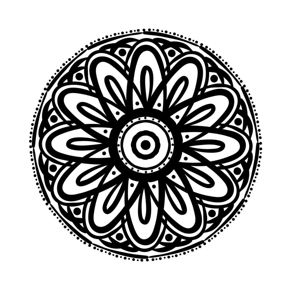 circular mandala floral silhouette style icon vector