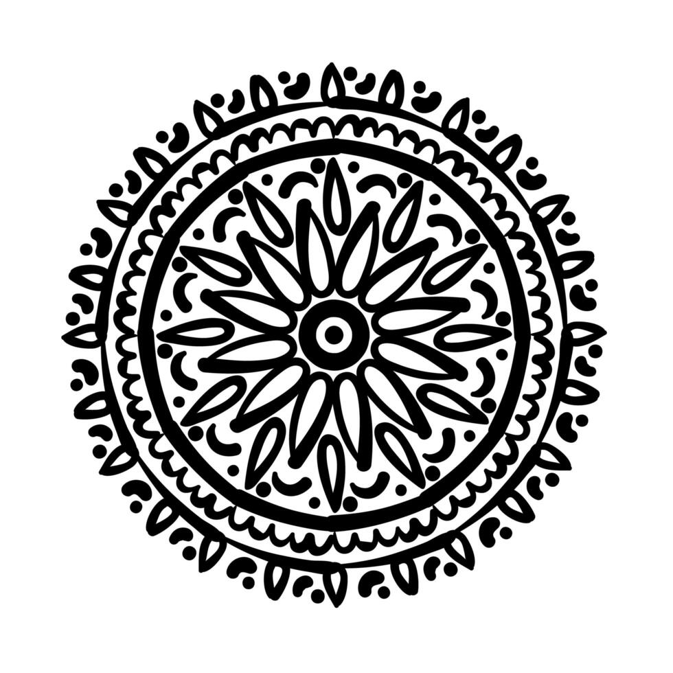 circular mandala floral silhouette style icon vector