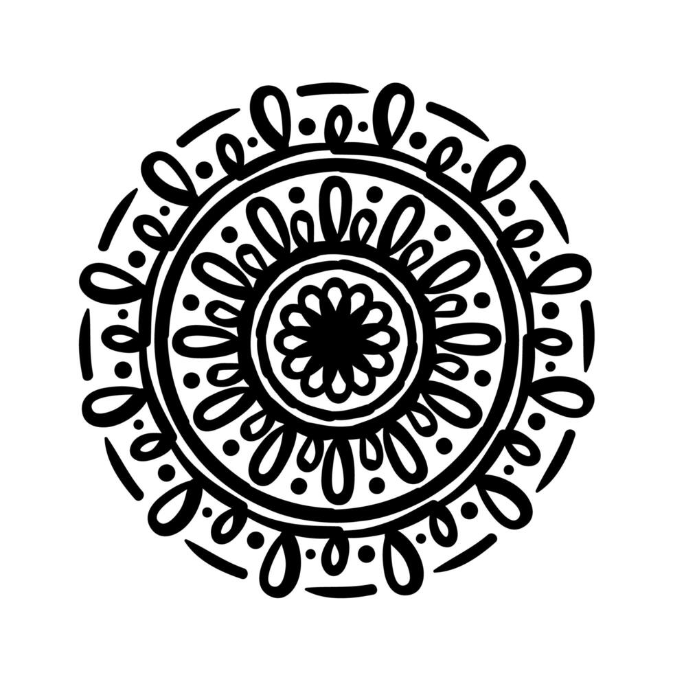 circular mandala floral silhouette style icon vector