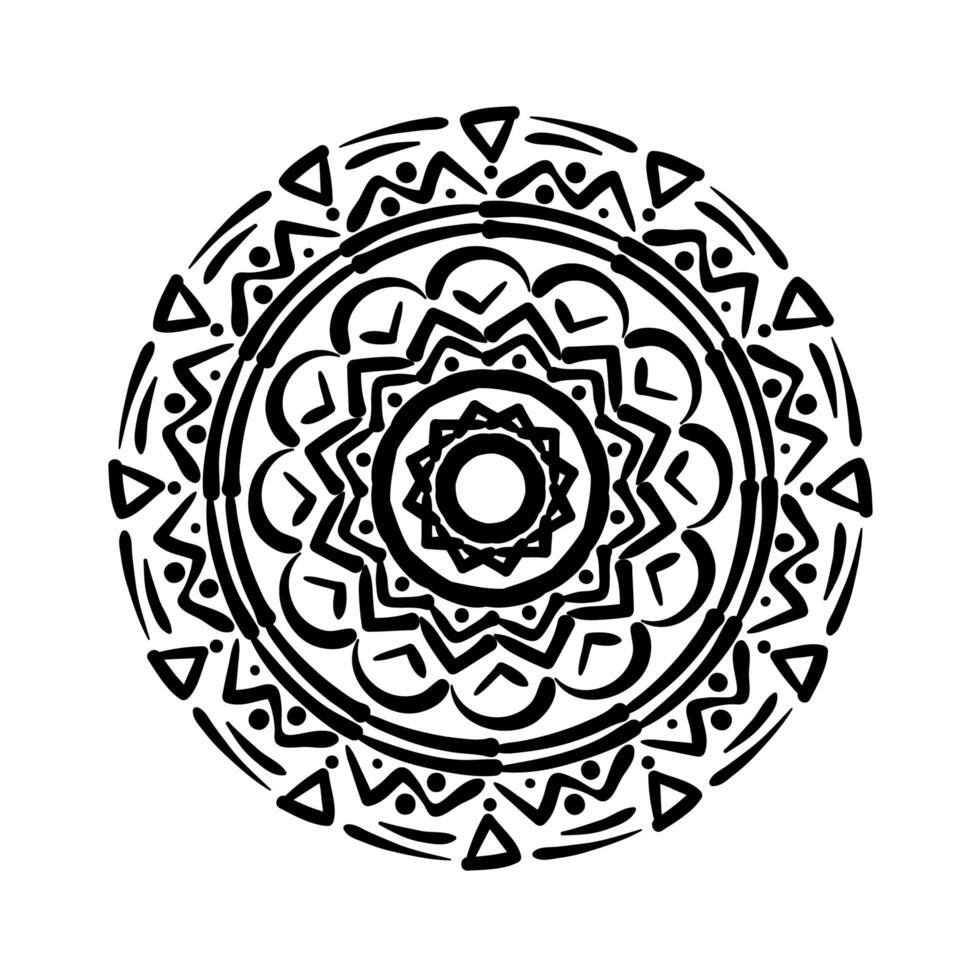 icono de estilo de silueta floral mandala circular vector