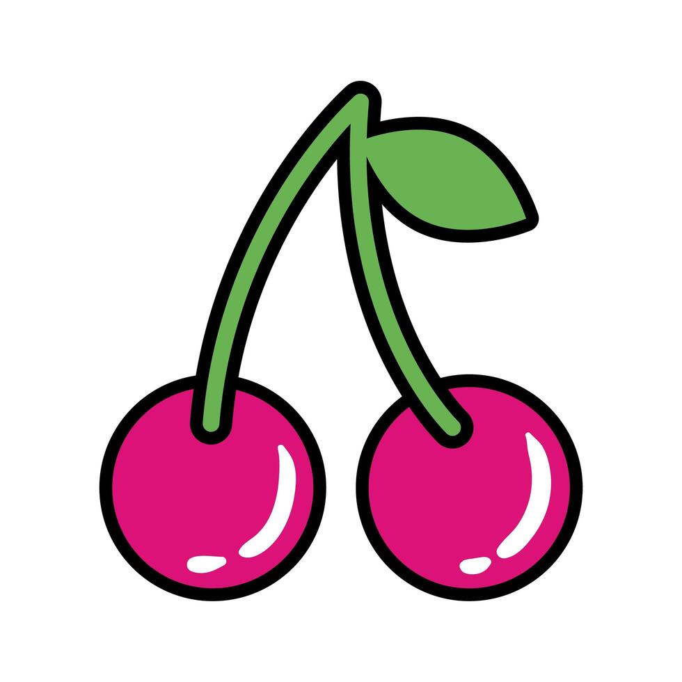 fresh cherries fruits pop art flat style vector