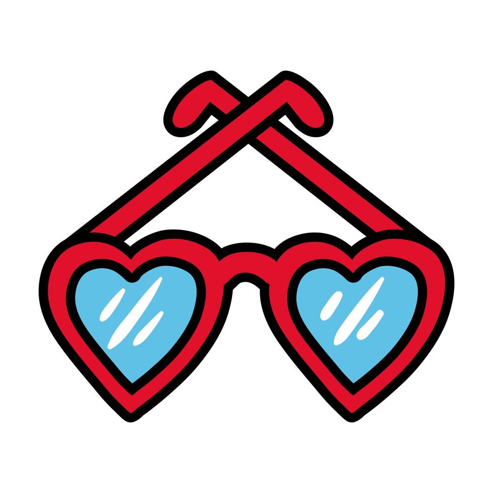 corazones gafas de sol estilo plano pop art vector