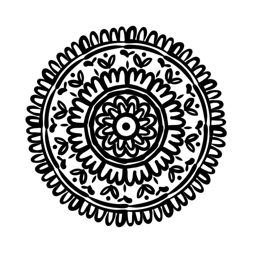 circular mandala floral silhouette style icon vector