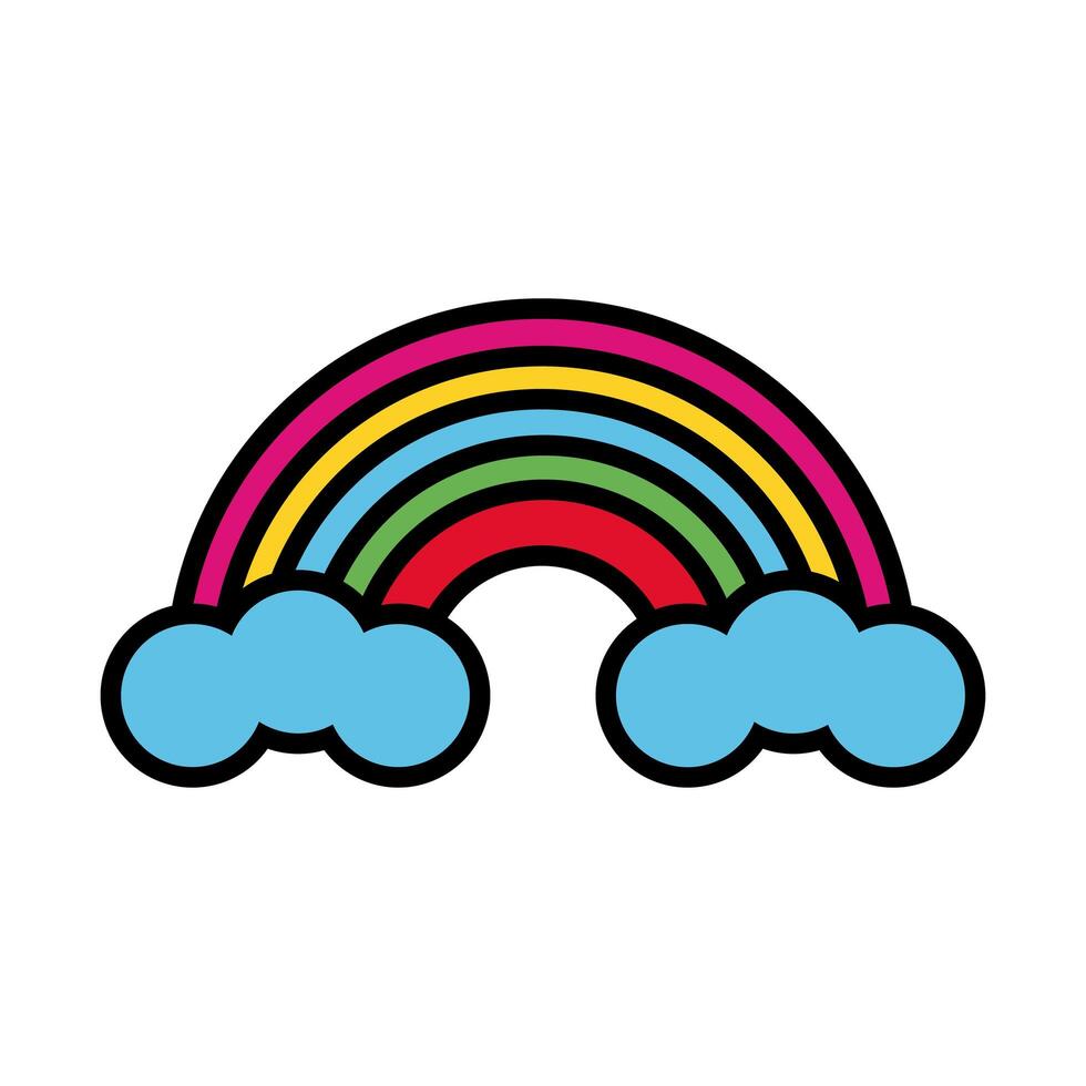cute rainbow pop art flat style vector