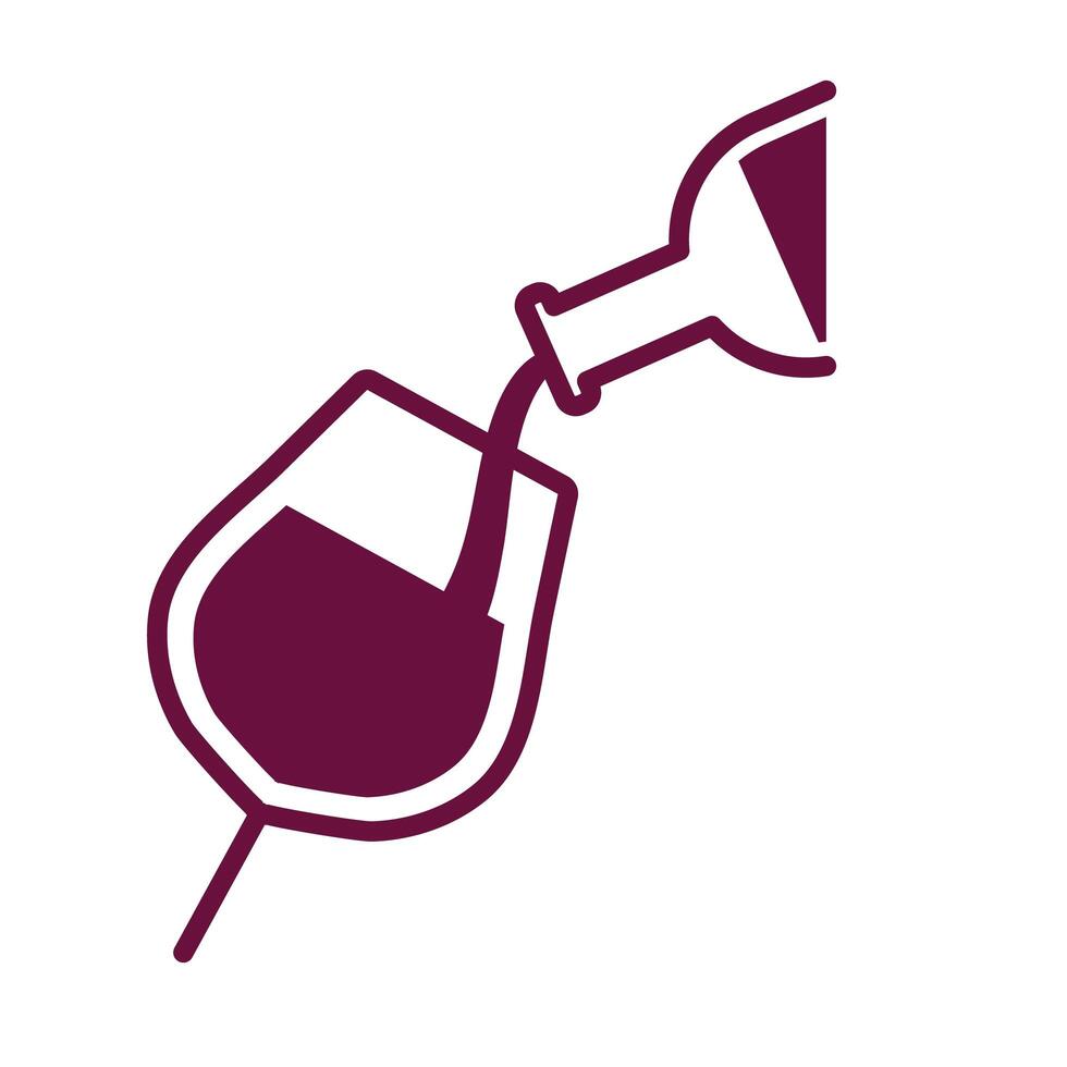 wine cup drink and bottle serving line style vector