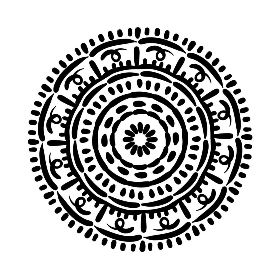 circular mandala floral silhouette style icon vector