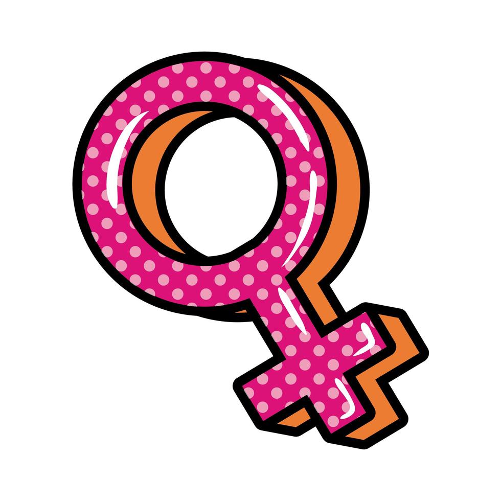 female gender symbol pop art flat style vector