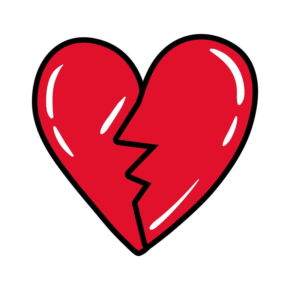 heart broken pop art flat style vector