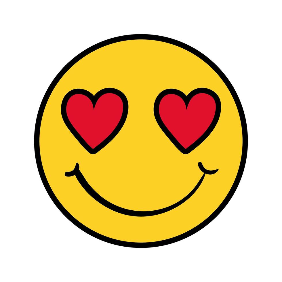 emoji encantador con corazones estilo plano pop art vector