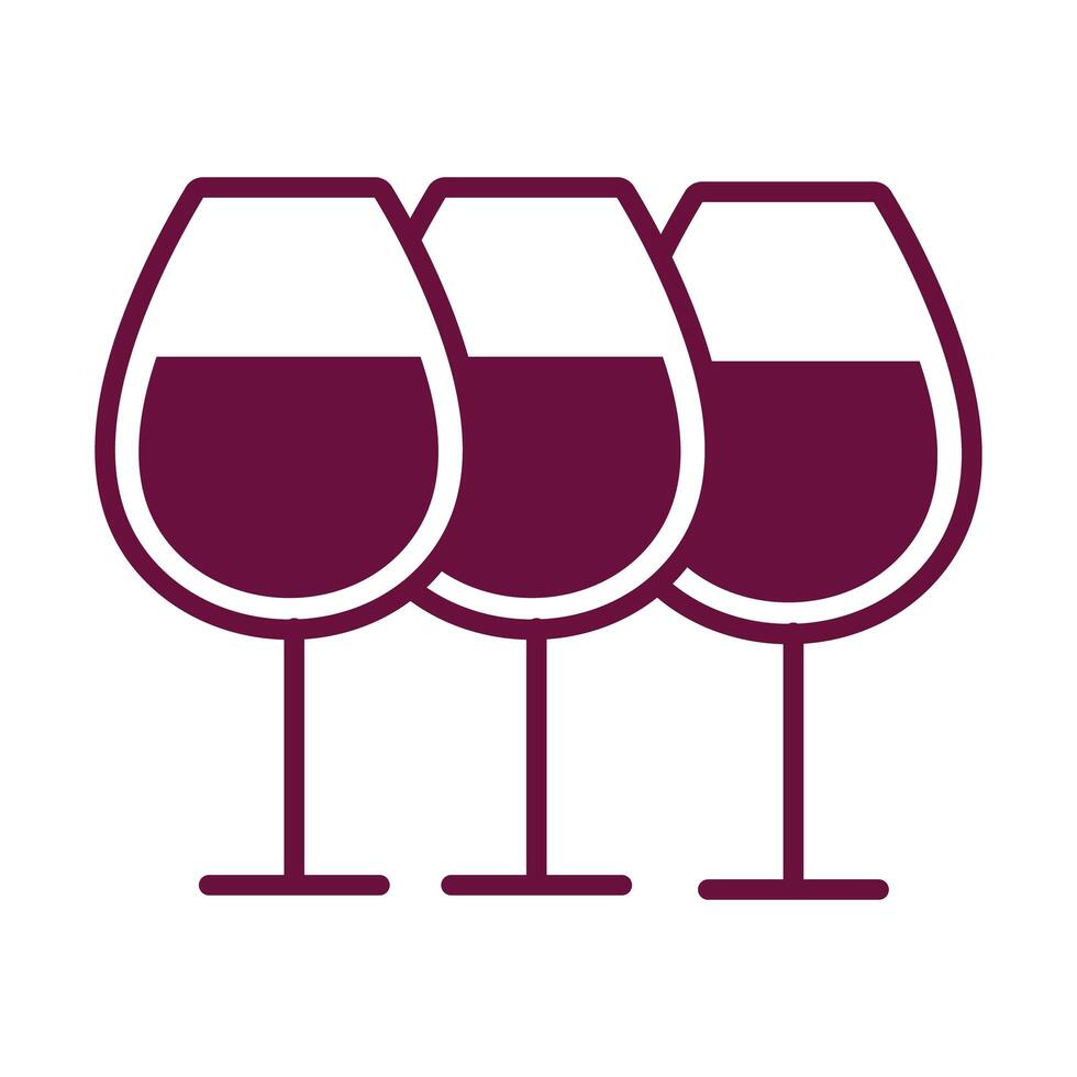 wine cups drinks line style icon vector