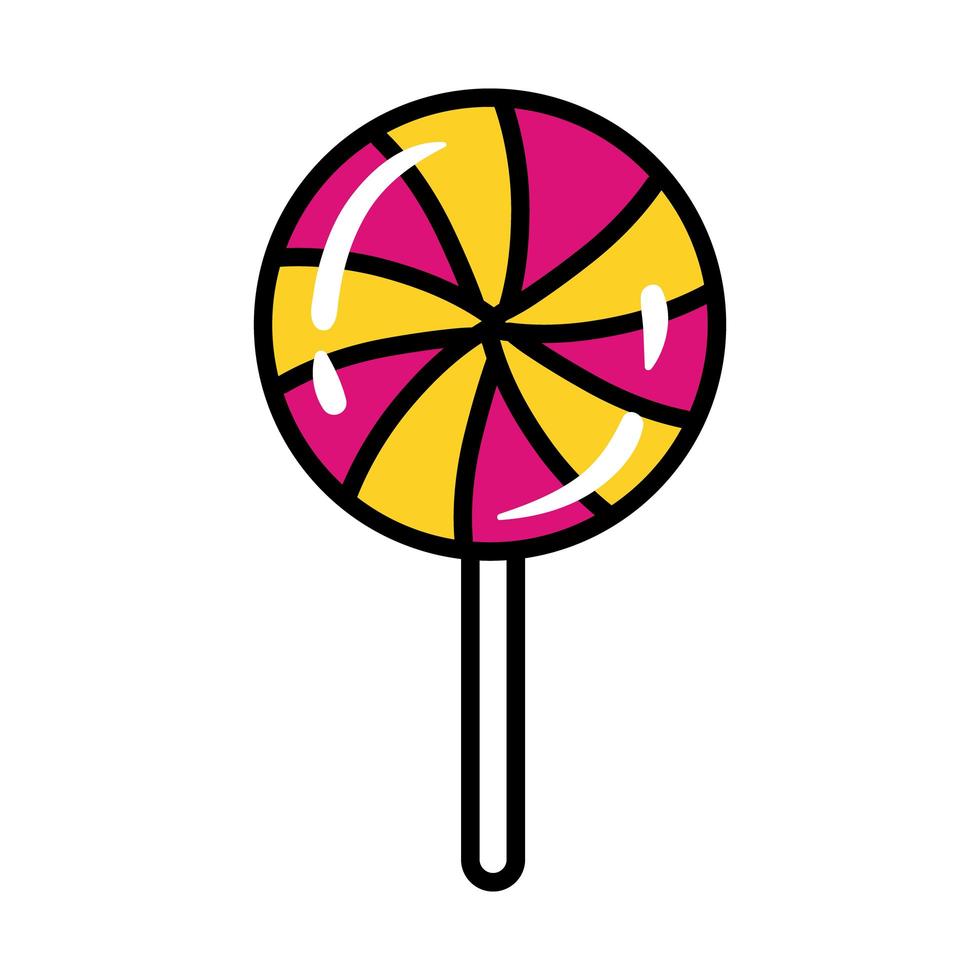 piruleta dulce caramelo estilo pop art plano vector