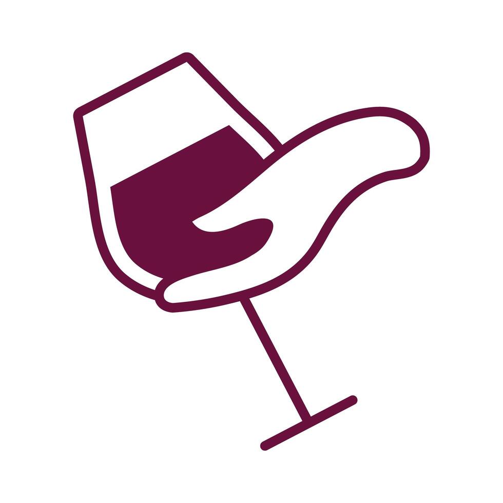 hand with wine cup drink line style icon vector