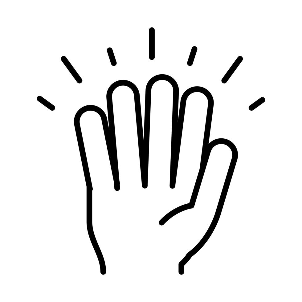 hand showing five fingers line icon design vector
