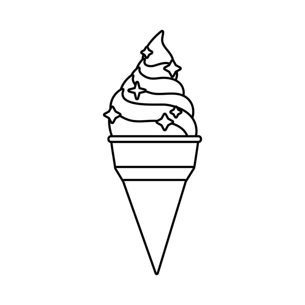 estilo de línea de cono de helado dulce vector