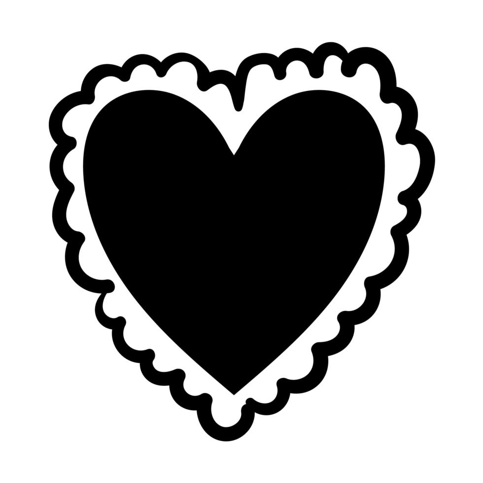 heart love figure with lace silhouette style vector