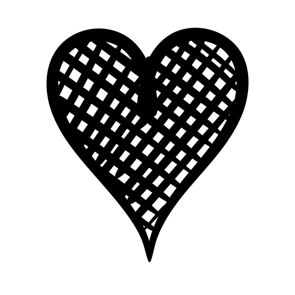 heart love checkered work art silhouette style vector