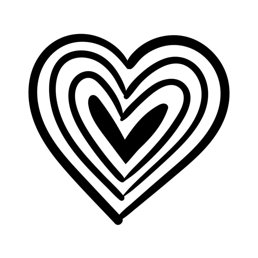 heart love spiral drawing work art silhouette style vector