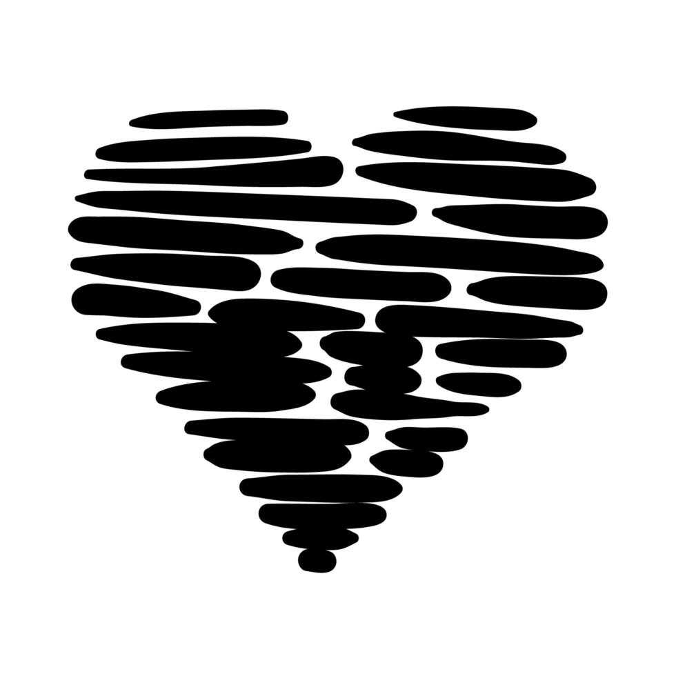 heart love with strokes work art silhouette style vector