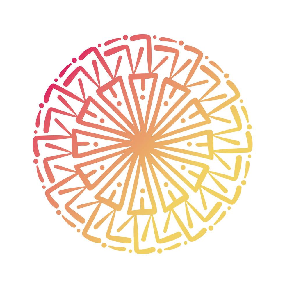 icono de estilo de silueta floral mandala circular rosa y naranja vector