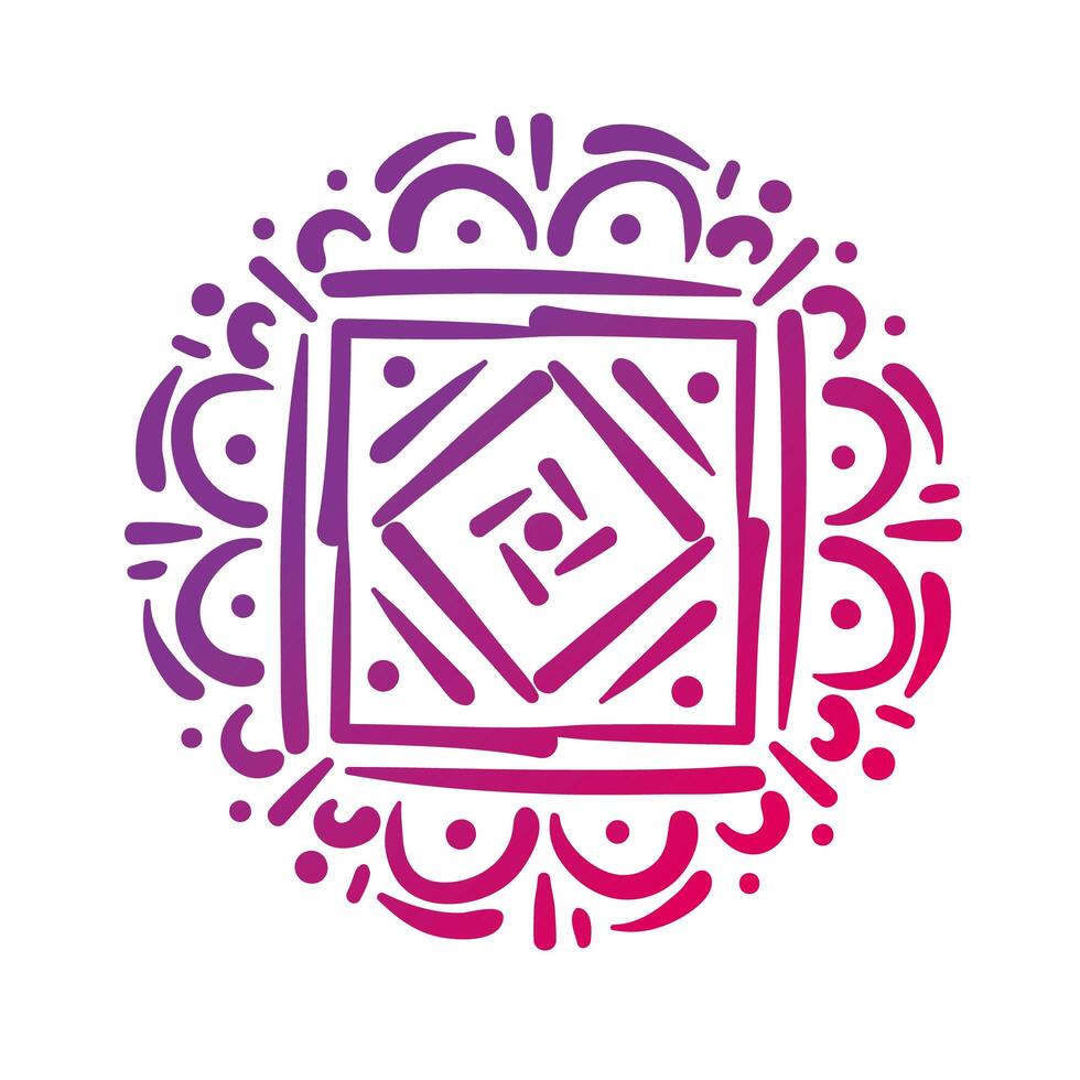 pink square mandala floral silhouette style icon vector