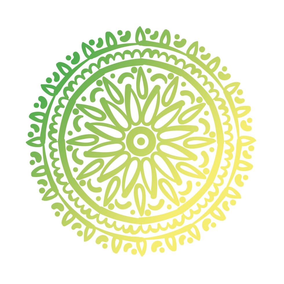 green circular mandala floral silhouette style icon vector