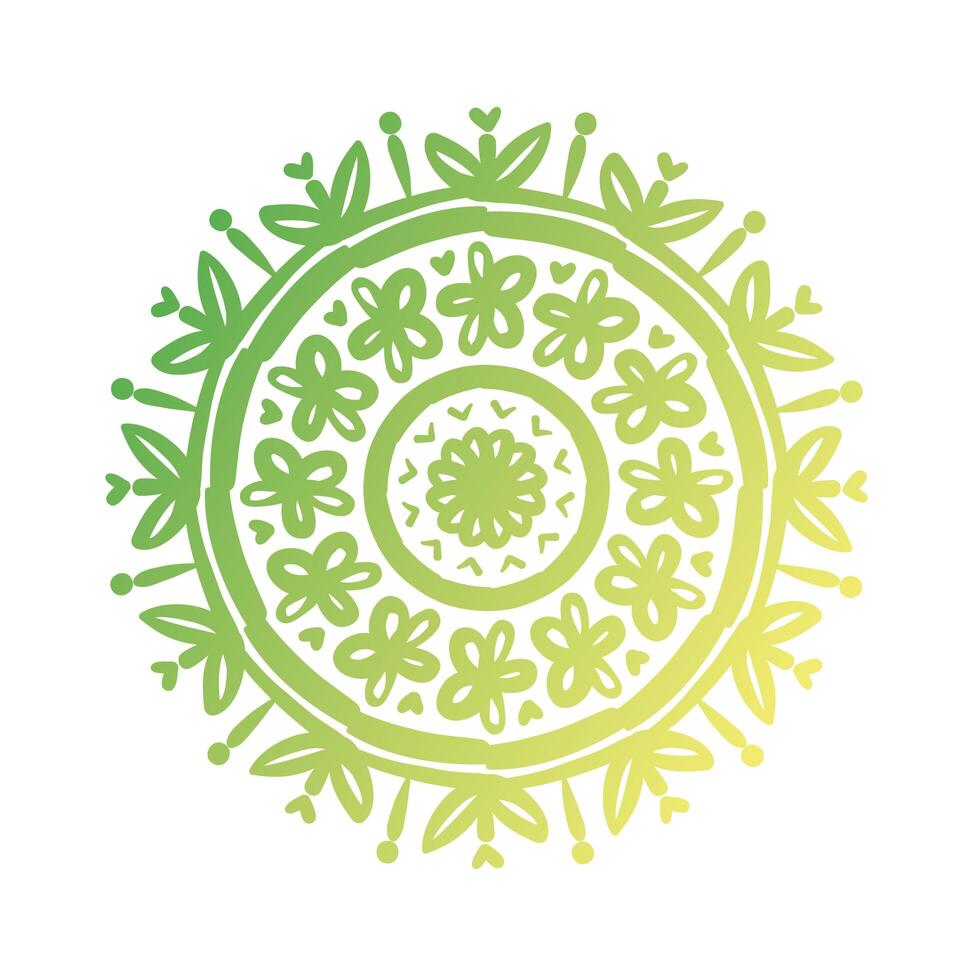 green circular mandala floral silhouette style icon vector