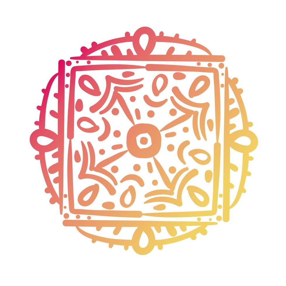 pink and orange square mandala floral silhouette style icon vector