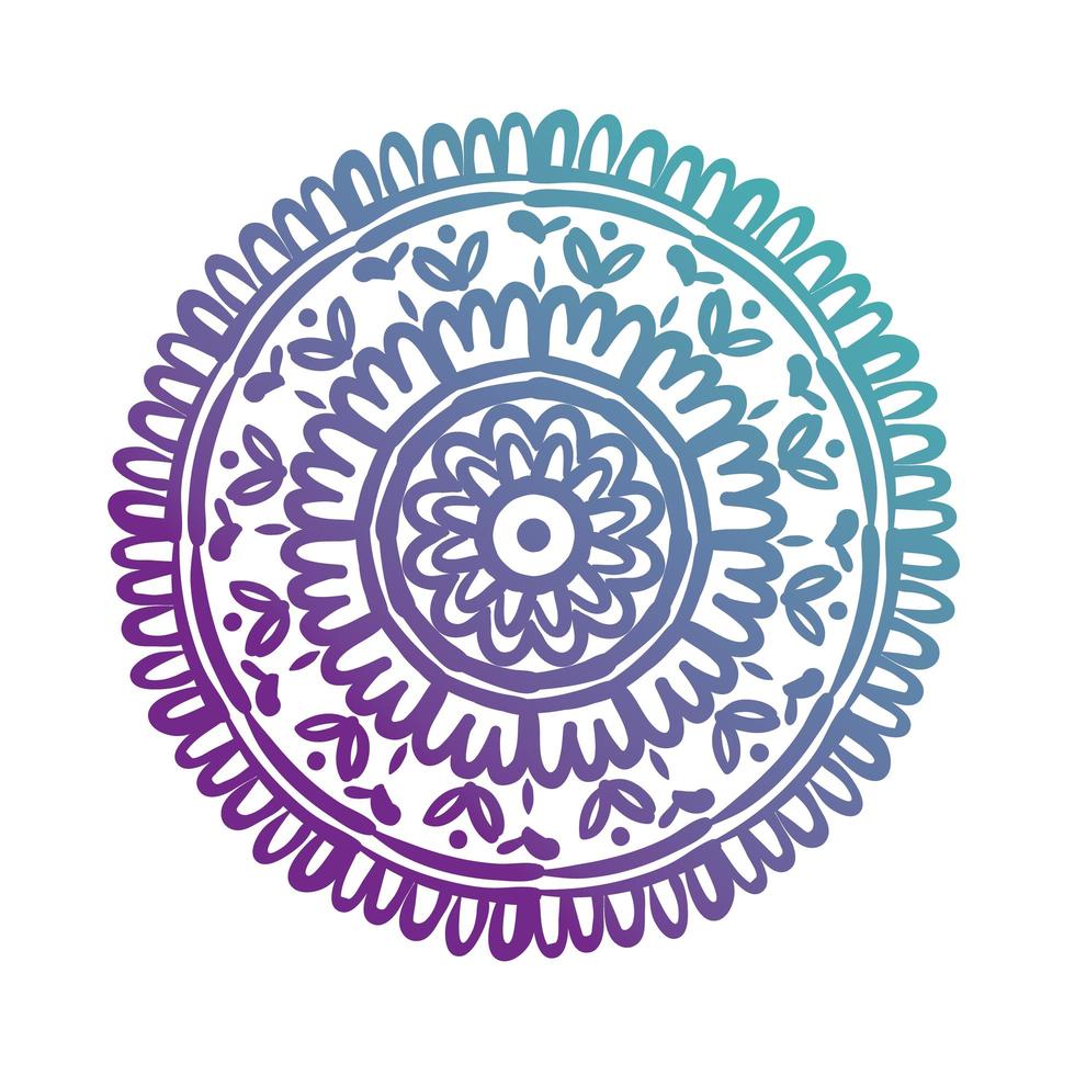 icono de estilo de silueta floral de mandala circular púrpura vector