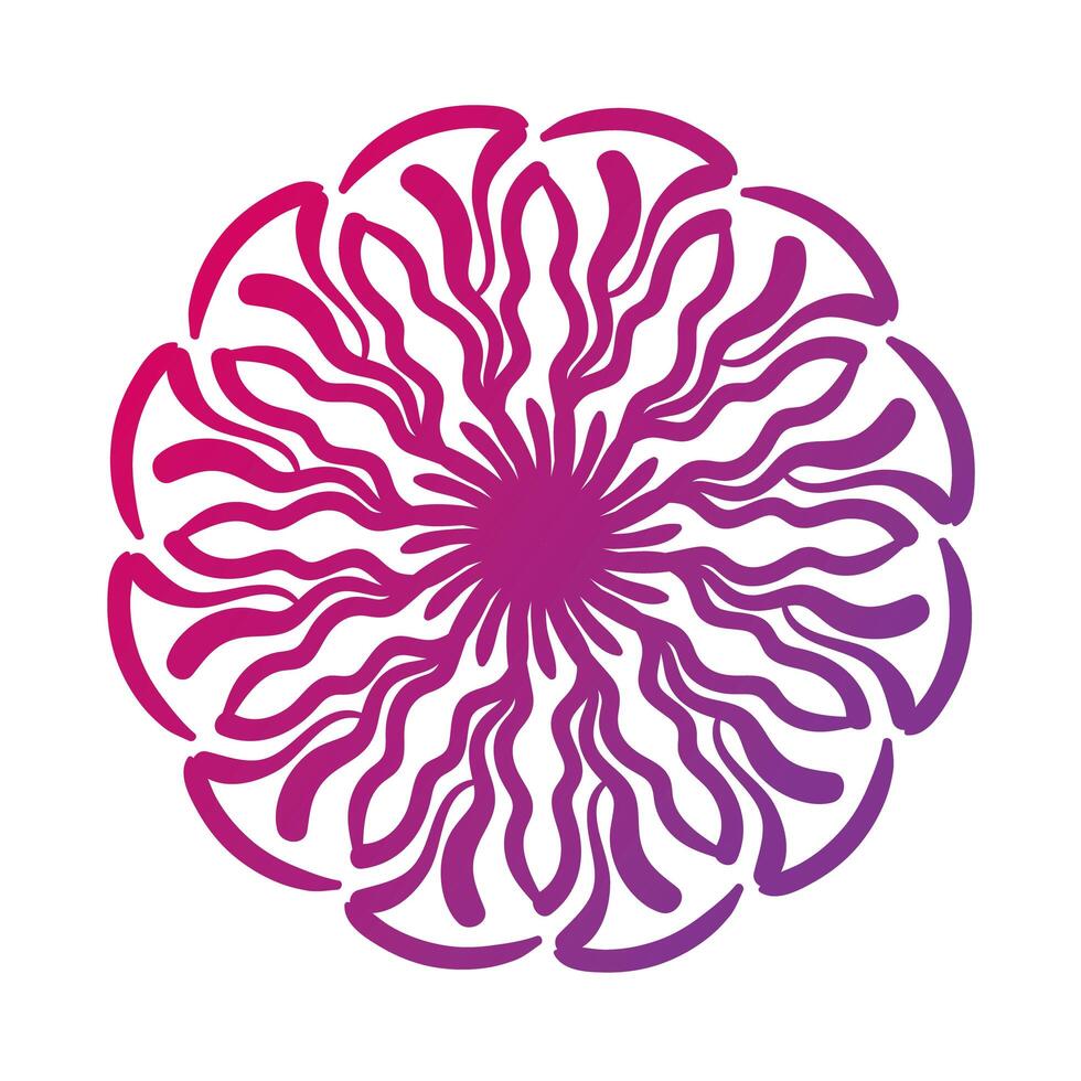 icono de estilo de silueta floral de mandala circular rosa vector