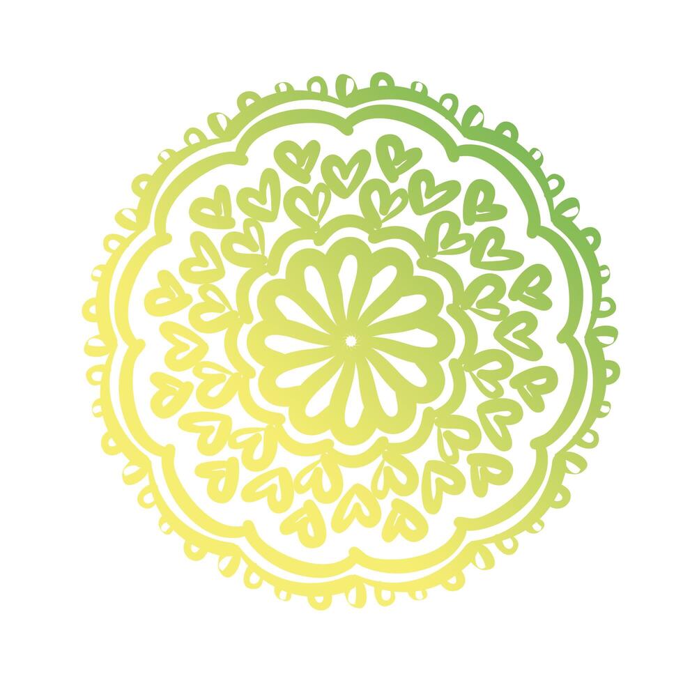 green circular mandala floral silhouette style icon vector