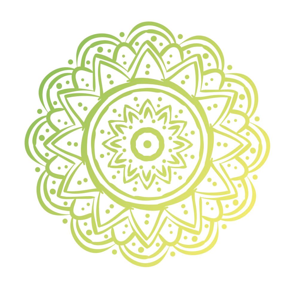 green circular mandala floral silhouette style icon vector