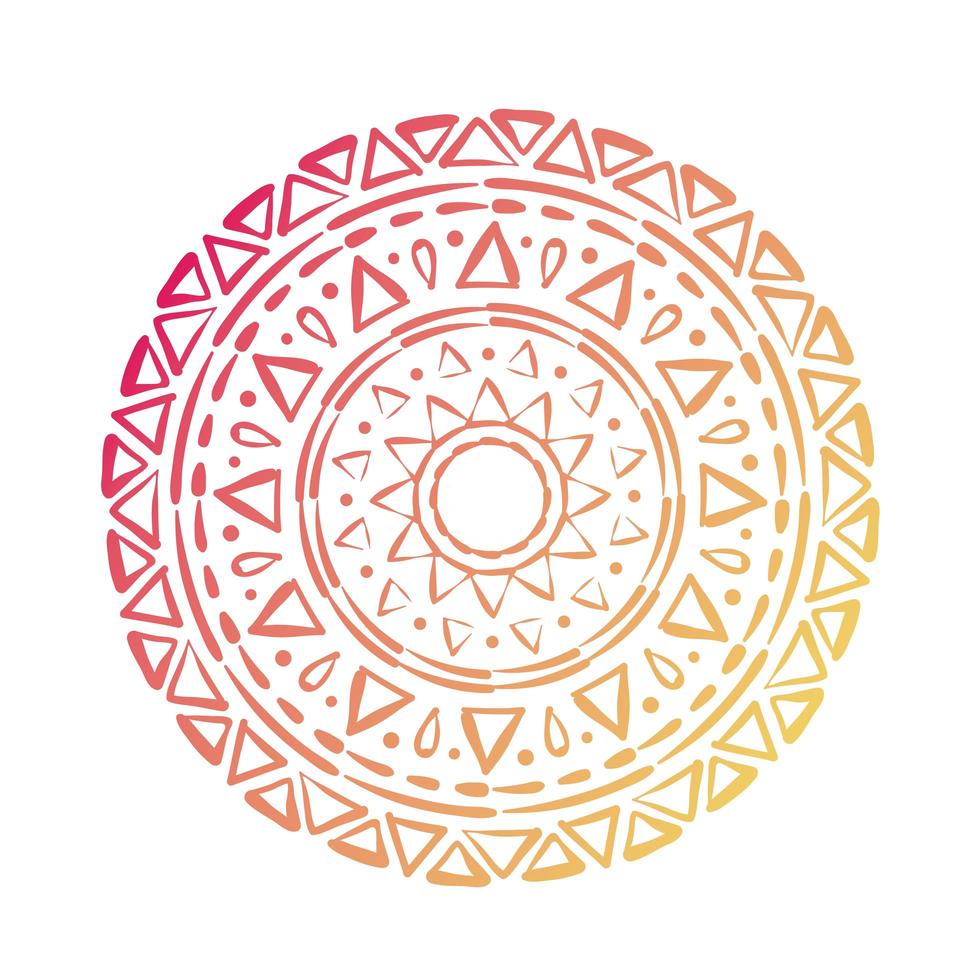 icono de estilo de silueta floral mandala circular rosa y naranja vector