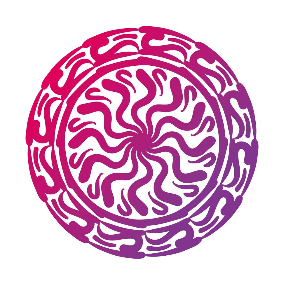icono de estilo de silueta floral de mandala circular rosa vector